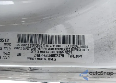 2017 Ram Promaster City Tradesman from USA, damaged, VIN ZFBERFAB0H6D38429